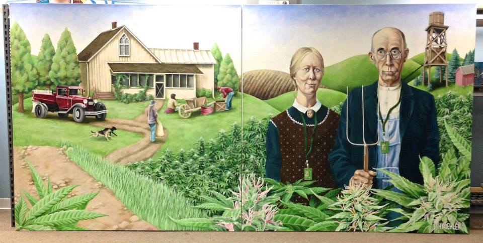 Full two-panel American Harvest mural installed side by side.