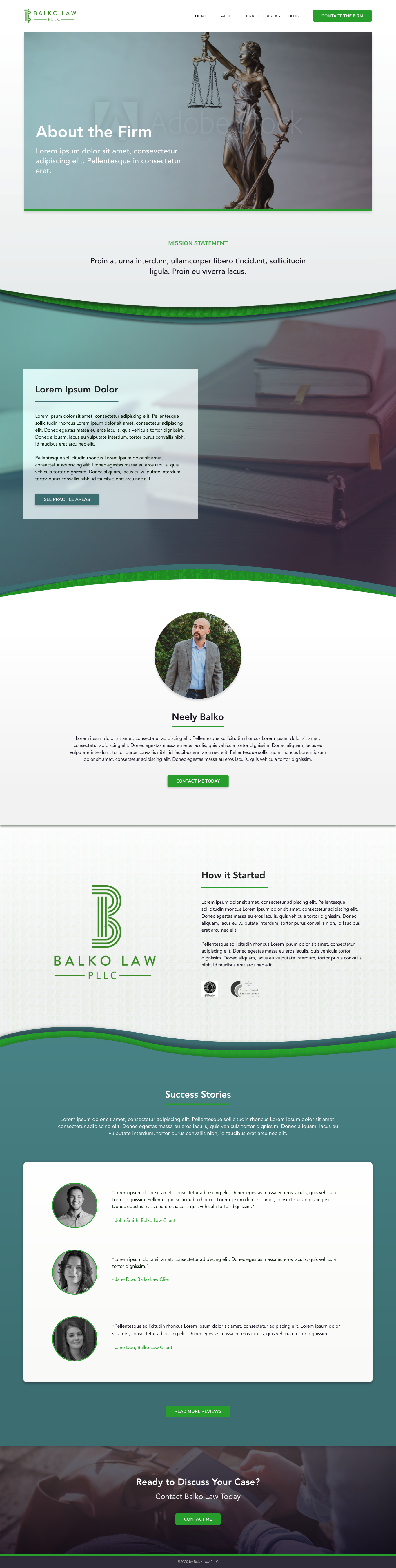 Balko Law PLLC about page design introducing the firm and attorney.